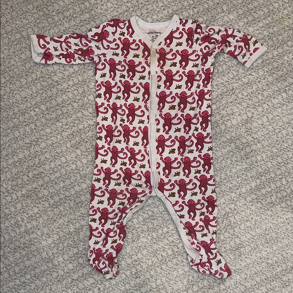 Roller rabbit  Monkey Print Footed One-Piece (6-9 months)